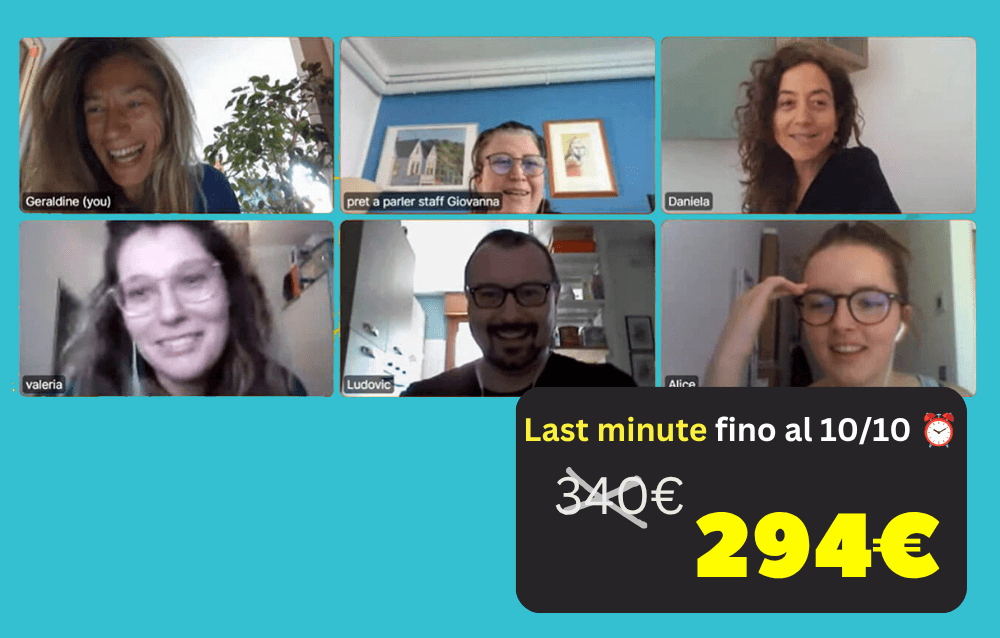 Migliora il tuo inglese online con Prêt à Parler: piccoli gruppi e tanta interazione. Iscrizioni aperte per i corsi in partenza questo autunno